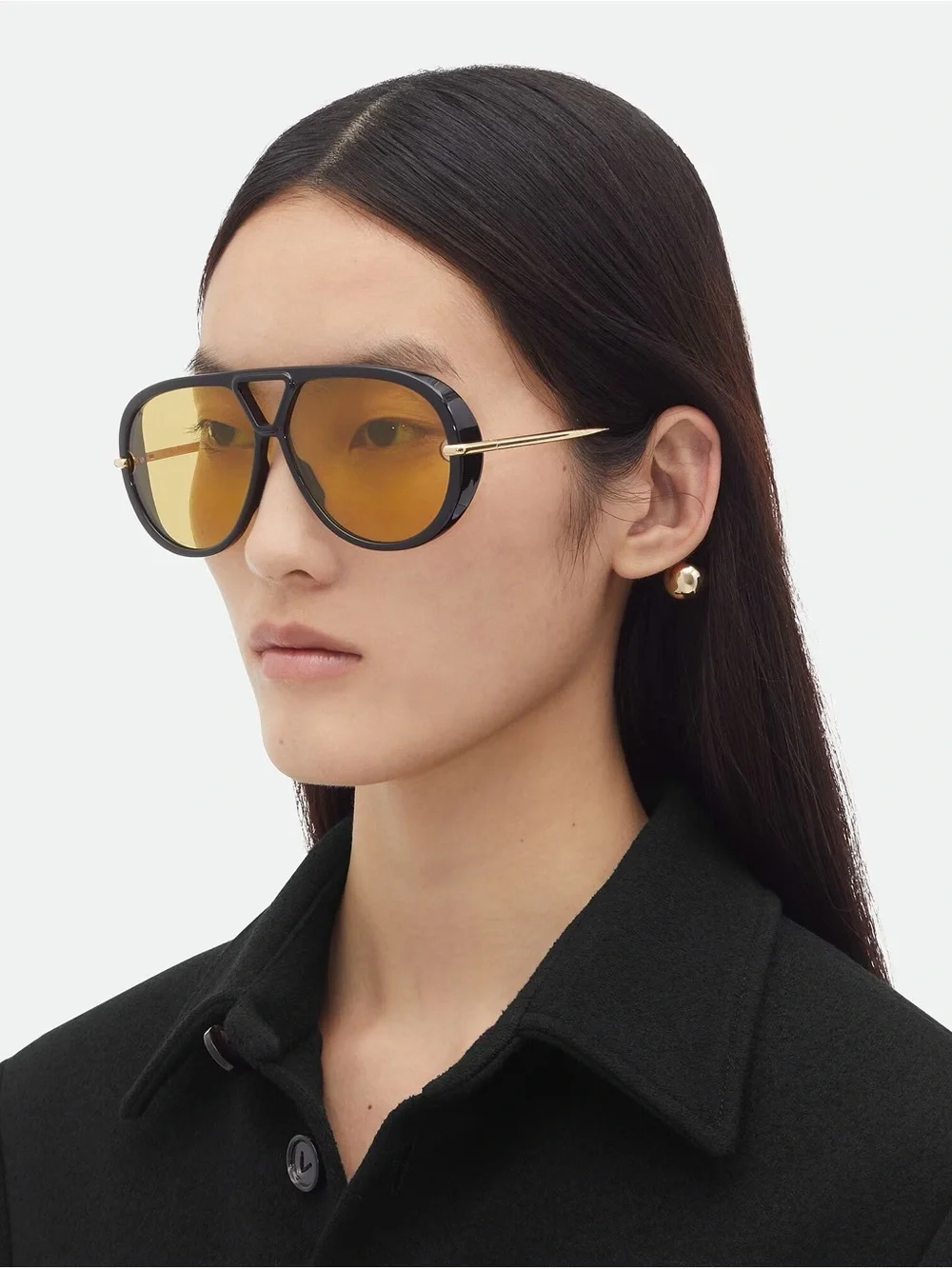 BOTTEGA VENETA STYLE Stylish Black Yellow Sunglasses DROP gold rare